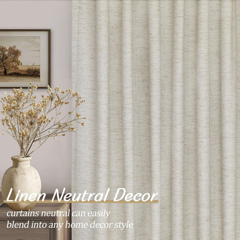 UHITECH Oatmeal Linen Blackout Curtains, 54 Inches Long, 2 Panels Set, Natural Modern