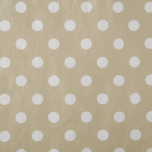 DII Vinyl Tabletop Collection Flannel Backed Polka Dot Tablecloth - 70" Round, Natural