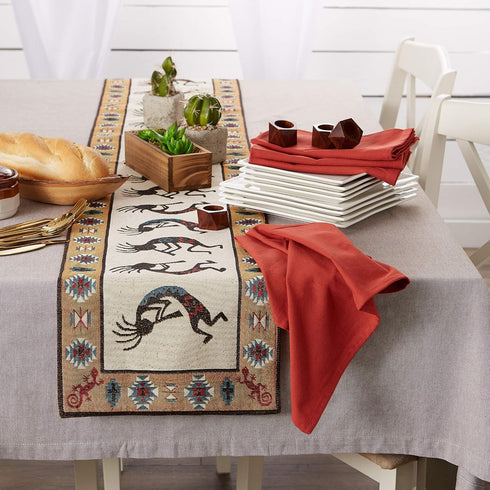 DII Southwest Hacienda Stripe Table Runner, 13x72, Part of the Tabletop Collection, Kokopelli Tapestry