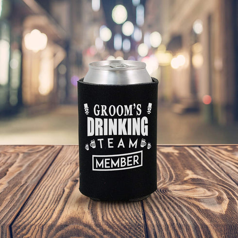 Shop4Ever Groom and Groom’s Drinking Team Member Can Coolie ~ Wedding Bachelor Party Beer Can Sleeve Coolers (Member,
