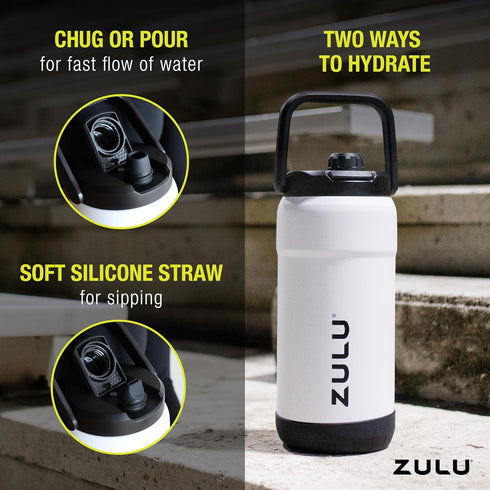 ZULU Goals 64oz & 101oz Vacuum Insulated Stainless Steel Water Bottle | Reusable Jug Thermoses with Carry Handle