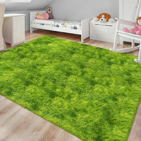 Green Tie-Dyed Rug for Living Room 6x9 Fluffy Area Rug Mat Bedside