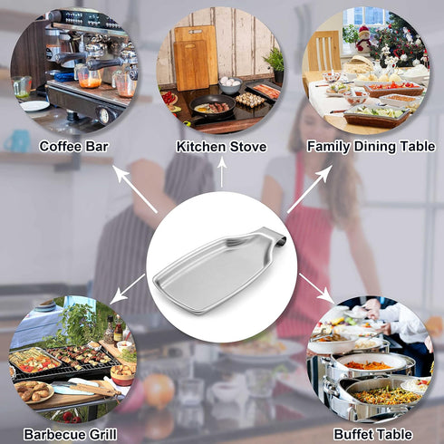 Stainless Steel Spoon Rest for Kitchen Stove Top, Large Cooking Utensil Holder, Heavy Duty, Dishwasher Safe