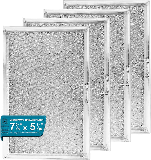 Frigidaire Microwave Grease Filter 5304464105, 5304509444, 5304478913, 4-Pack, 5-1/16 x 7-5/8 x 1/8 Inches