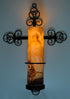 8.1875" 2.375" 14.25" 10" 3.25" Trinity Cross Bronze Wall Sconce with Candle Safety Guard Ring for All x Flame