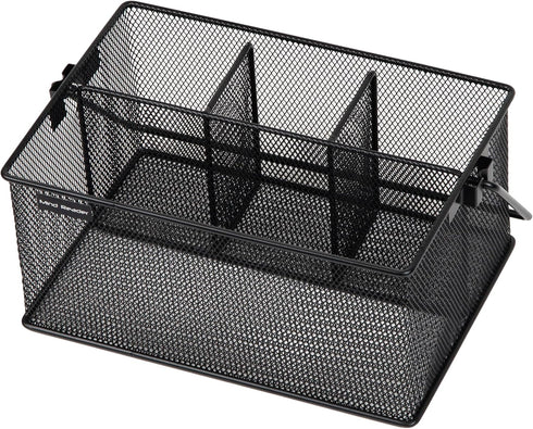 Mind Reader Utensil Holder, Silverware Organizer, Kitchen Caddy, Metal Mesh, 10"L x 7"W x 4.75"H, Black