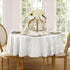 Newbridge 60 x 84 Inch Oval Fabric Tablecloth, Elegance Plaid, 100% Polyester, White, No Iron Soil Resistant