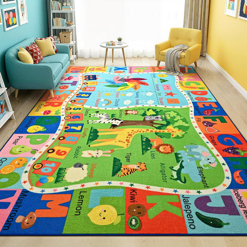 Maxsoft Kids Area Rugs for Playroom, Educational 5x7 TPR Non Slip Play