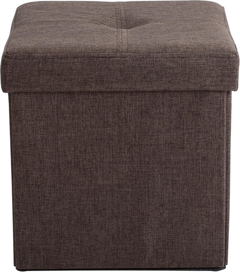 Simplify Faux Linen Folding Storage Ottoman | Single | Collapsible | Tufted Padded Seating | Foot Rest | Bench |