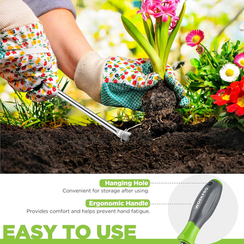 WORKPRO 11.5" Dandelion Weeder Puller Tool, Polished Stainless Steel Garden Weed Remover for Gardening