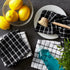 DII Basic Terry Collection Windowpane Dishcloth Set, Black, 12x12, 6 Piece