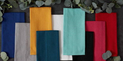 DII 6 Piece Recycled Cotton Kitchen Collection Dishtowel Set, 18x26, Black