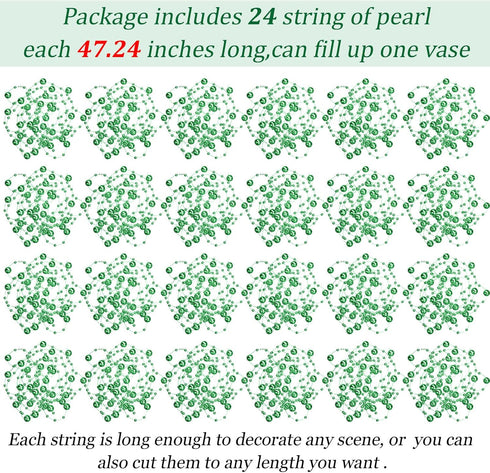 Tondiamo 24 Pcs Artificial Pearl String, Faux Pearls Beads String for Floating Candle Decoration