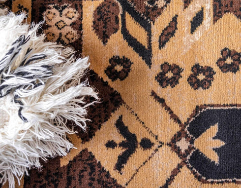 Unique Loom Taftan Collection Area Rug - Border Geometric Tribal Design, 2 ft 2 in x 3 ft, Brown/Tan