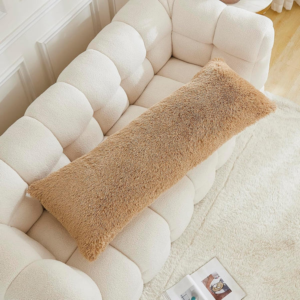 Uhamho Body Pillow Cover Large Fluffy Shaggy Lumbar Full Body Pillowcase 21