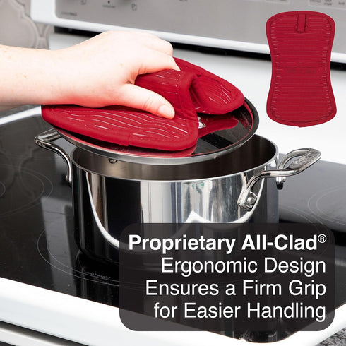 All-Clad Premium Pot Holder & Heating Pad, 10"x6.25", Heat Resistant to 500 Degrees, 100% Cotton, Chili Red