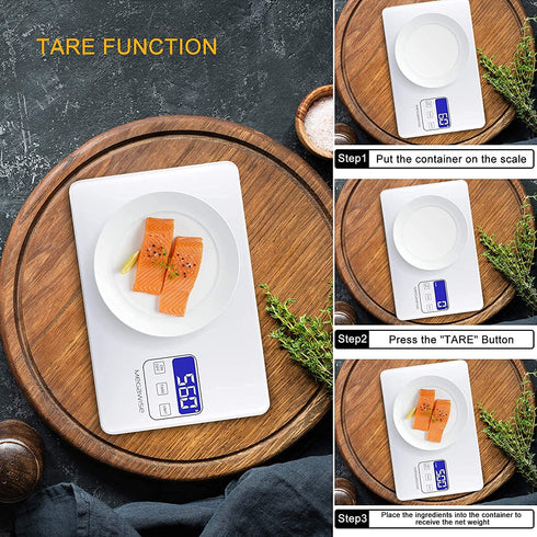 MegaWise Precision Food Scale, 33lb Waterproof Digital Kitchen Scale for Cooking and Baking, 5 Units Conversion