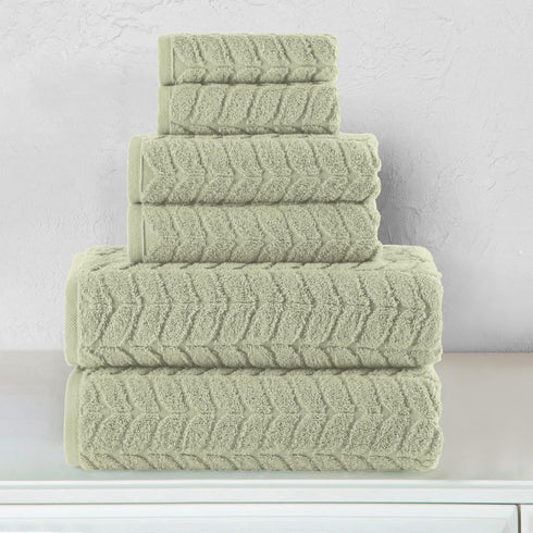 6-Piece 100% Set 2 2 2 Elegant Comfort Luxury Turkish Cotton Jacquard Braided Textured Premium Hotel Quality Towel Soft