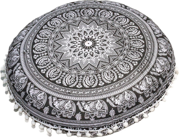ICC Floor Pillows & Cushion Covers, Decorative Hippie Mandala Pouf Pillow Cover
