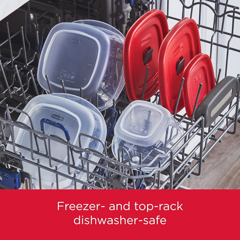 Rubbermaid 16-Piece BPA-Free Plastic Food Storage Set with Red Vented Lids, Microwave & Dishwasher Safe