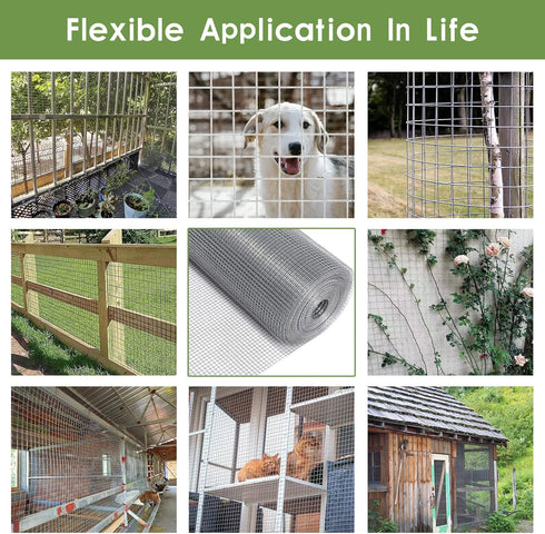 TONGMO 24" 50' 1inch 19 x Hardware Cloth, Mesh Galvanized Chicken Wire Fence, Gauge Welded Wire Roll,Garden Fence