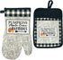 Serafina Home Farmhouse Black White Check Kitchen Towels and Pot Holder Set, Country Pumpkin Apple Cider Invitation