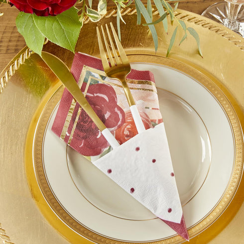 Kate Aspen Burgundy Blush Floral Paper Napkins - Thick Decorative Dinner Napkins for Wedding Reception or Bridal