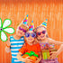 BTSD-home Orange Foil Fringe Curtain - Metallic Photo Booth Backdrop Tinsel Door Curtains for Wedding, Birthday, Party