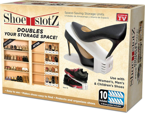 Shoe Slotz Space-Saving Storage Units in Ivory | As Seen on TV | No