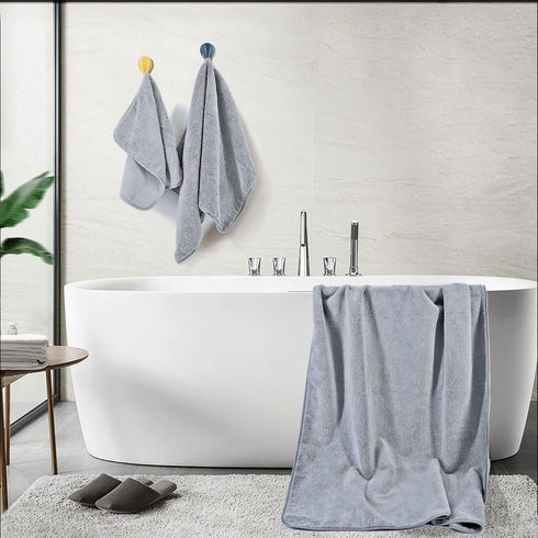 60 30 Set, 6 POLYTE Oversize, x in., Quick Dry Lint Free Microfiber Bath Towel Piece (Gray)
