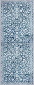 2x5 Vintage Washable Rug, Blue and White Hallway Runner, Super Soft Non-Slip Kitchen Runner, Print Faux Wool Floral