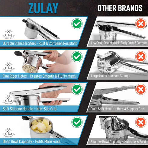 15oz Zulay Kitchen Large Potato Ricer, Heavy Duty Stainless Steel Potato Masher and Ricer for Mashed Potatoes, Mashed
