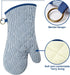 1 Pair Yarn Dyed Oven Mitts, 100% Cotton Heat Resistant 470 Degree Gloves for Cooking & Baking (Blue)