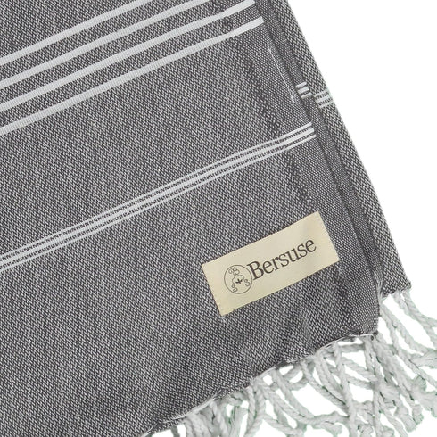 Bersuse Towels Anatolia XL Beach Blanket Throw Blanket, 100% Cotton, 61x82 Inches, Anthracite