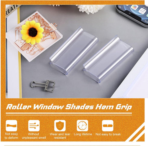 Roller Shades Pull for Blinds, Shade Grips Plastic Hem Grip Hardware for Home, 8 Pieces (Clear)