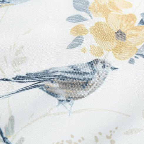 VOGOL Grey Window Valances, 1 Panel Birds Pattern Linen Textured Kitchen Valance, 42 x 18 Inch Short Rustic Curtains