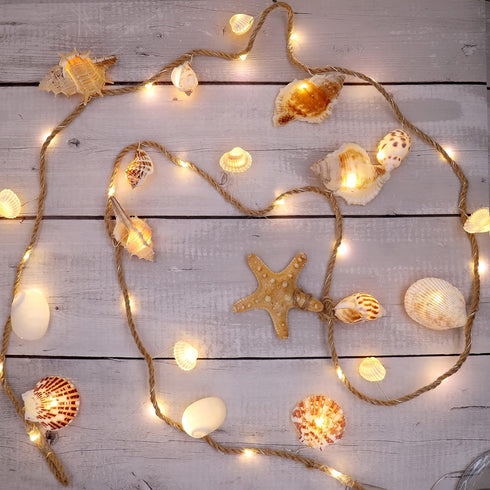MIYA LIFE Seashell Garland Ocean Light for Beach Decor 7.2FT 39LED Battery