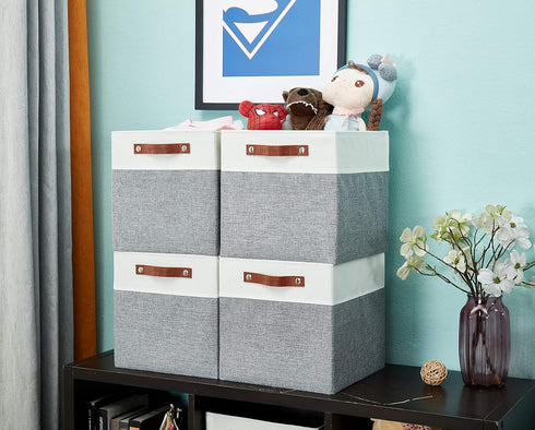 DECOMOMO 13 inch Cube Storage Bins - Collapsible Storage Cubes with Dual Handles for Clothes, Toys, Books