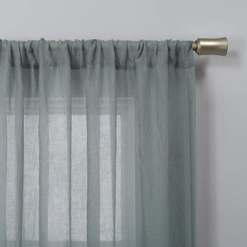No. 918 Genevieve 2-pack Linen Weave Sheer Grommet Curtain Panel Pair | 50" x 63", Harbor