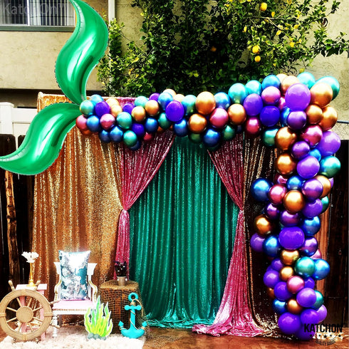 KatchOn Mermaid Tail Balloon - 25 Inch, Pack of 6 | Foil Curve Balloon for Garland | Green Mermaid Birthday Decorations