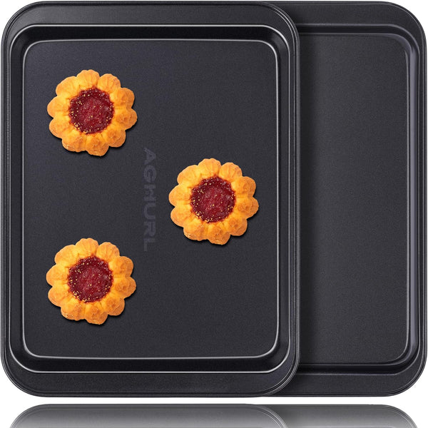 Baking Sheets, Small Nonstick Carbon Steel Cookie Trays, Bakeware Set, 2-Pack, 9.45 x 7.09 Inch