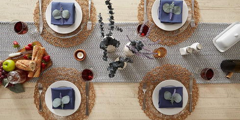 DII Woven Basic Tabletop Collection - Chevron Table Runner, 15x72, French Blue