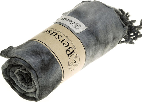 Bersuse 100% Cotton Trinidad Tie Dye Turkish Towel - 37x70 Inches, Black Grey