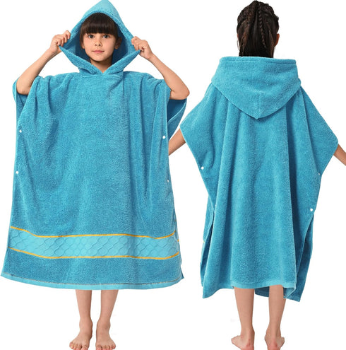 VOOVA & MOVAS Hooded Towels for Big Kids(8-14Years), 100% Cotton Absorbent Bathrobe