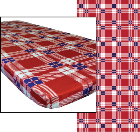 In the Breeze 8002 Plaid 30 Inch x 72 Inch Fitted Tablecloth