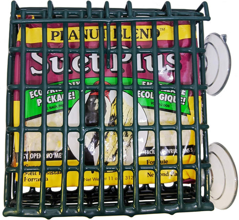 Wildlife Sciences Window Suet Feeder Cage Combo for Wild Birds - Includes 1 Feeder & 11oz Suet Cake