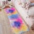 Pink Rainbow Tie Dyed Rug 2x6 ft, Plush High Pile Shag Carpet, Soft Runner for Bedroom Living Room Nursery Decor