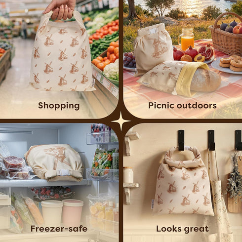 Trs Fresh (2 Pack) 17"x13" Beeswax Bread Bag for Sourdough - Reusable Waxed Bread Bags for Homemade Bread Storage