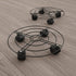 Set 2 12 Metal Plant Caddy- of Round Pot Stand on Wheels- Black Rolling Tray, Locking Casters, Rustproof