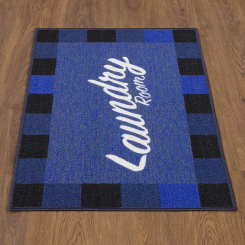 Ottomanson 26" x 35" Laundry Room Rug - Non-Slip Mat for Laundry & Mudroom - Durable and Easy to Clean (Navy)